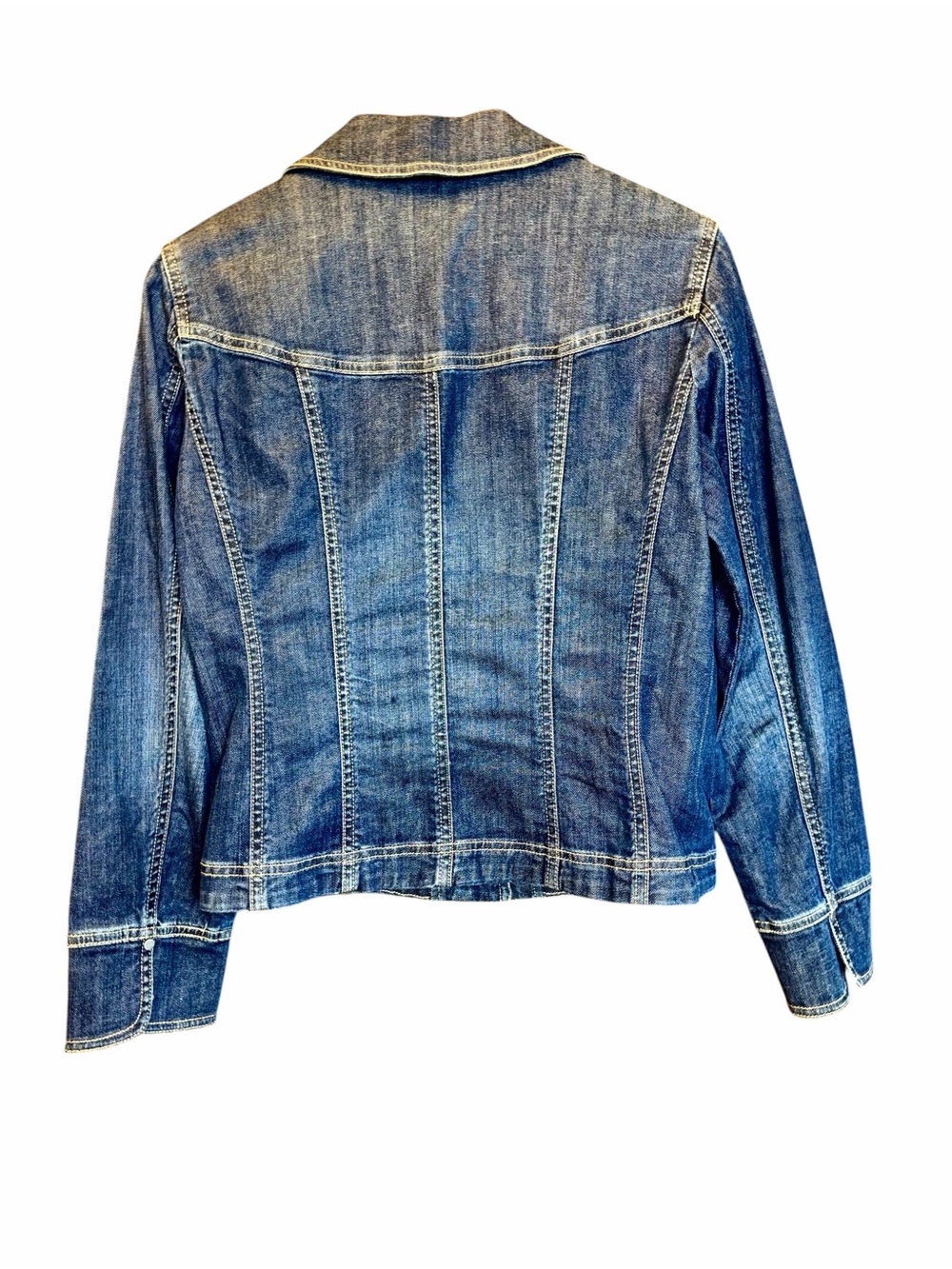 Denim Jacket Stretch Snaps Feminine Jeans Coldwater Creek 8 M - Picture 5 of 5